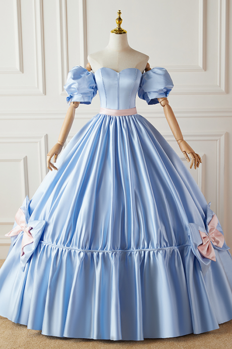 Satin Disney Fugitive Princess Hepburn Palace Bubble Sleeved Dress