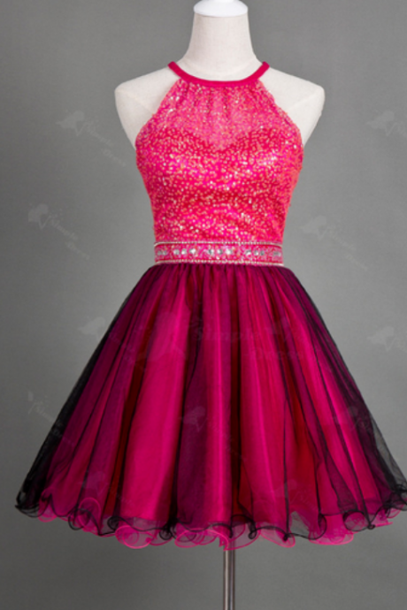 Charming Prom Dress, Sparkly Beaded Prom Dress, Tulle Prom Dress, Short Homecoming Dress, Prom Gowns