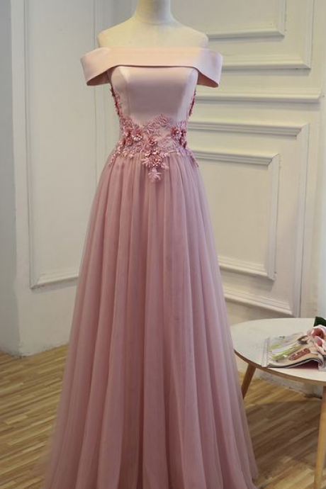Charming Pink Tulle Off Shoulder Formal Dresses,pink Party Dresses,prom Dress