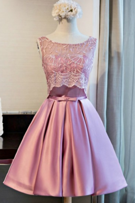 A-line Homecoming Dresses,lace Homecoming Dresses,pink Homecoming Dresses,short Prom Dresses,party Dresses
