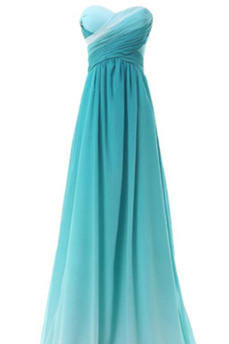 Blue Floor Length Chiffon Prom Dress Featuring Ruched Sweetheart Bodice With Lace-up Detailing