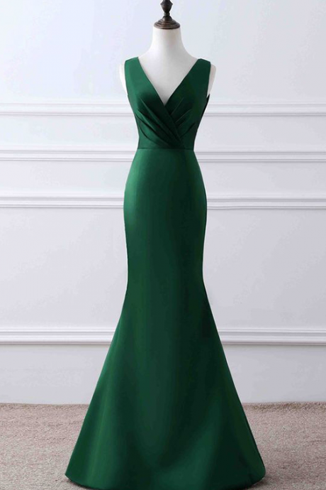 Prom Dresses, Mermaid Prom Dresses, Green Prom Dress, Long Prom Dresses, Evening Gowns V-neckline, Evening Dresses