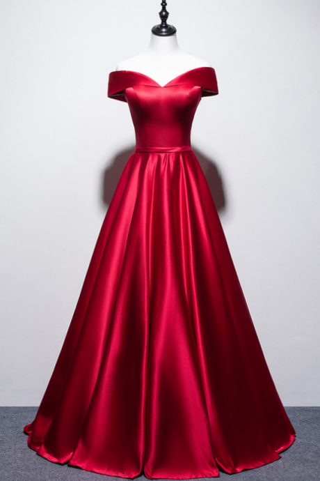 Prom Dresses,Bridal summer wedding new long section thin one-shoulder wedding red evening dress skirt