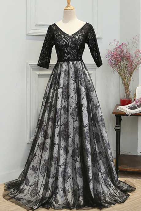 Prom Dresses,banquet Evening Dress Elegant Long Black Trailing Dress Women