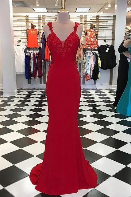 Mermaid Long Prom Dresses With Appliques And Beading,formal Dress,dance Dresses
