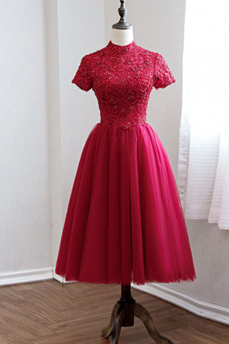 Homecoming Dresses, Lace Tulle Prom Dress, Bridesmaid Dress