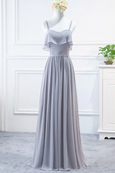 Prom Dresses, Simple Sweet Neck Chiffon Long Prom Dress, Bridesmaid Dress