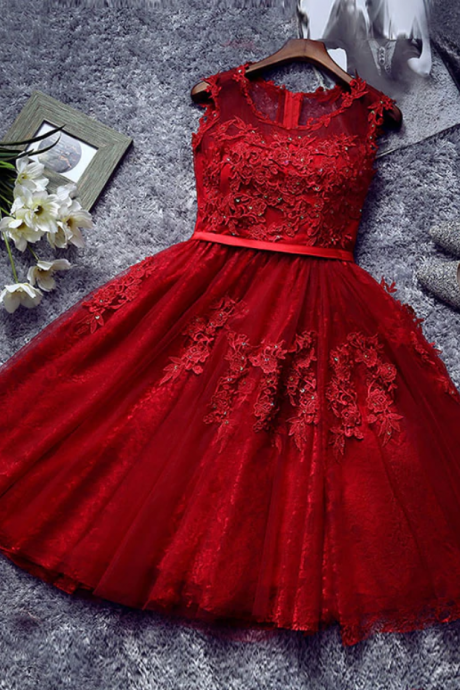 Homecoming Dresses, Ace Tulle Short Prom Dress, Lace Evening Dress