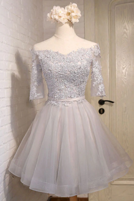 Homecoming Dresses, Tulle Lace Applique Short Prom Dress, Homecoming Dress