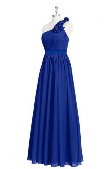 Elegant One Shoulder Royal Blue Bridesmaid Dresses, Beautiful Floor Length Bridesmaid Dresses, Wedding Party Dresses,formal Gowns,prom