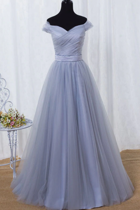 Prom Dresses Simple A Line Tulle Long Prom Dress, Evening Dress
