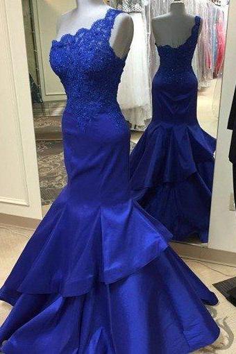 One Shoulder Lace Mermaid A-line Prom Dresses,long Prom Dresses, Prom Dresses, Evening Dress Prom Gowns, Formal Women Dress,prom Dress