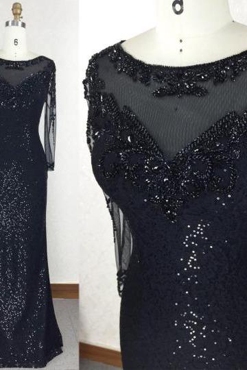 Black Prom Dress,Mermaid Prom Dress,SequinedProm Gown,Sequins Prom Dresses,Sexy Evening Gowns,Evening Gown,Evening Gowns With Long Sleeves For Teens