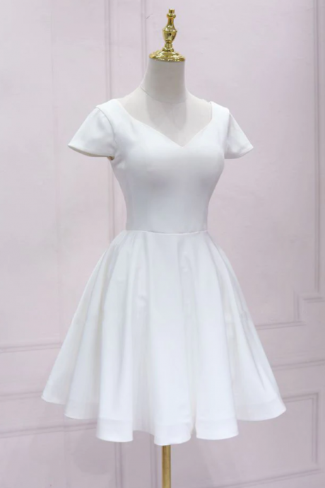 Homecoming Dresses Simple V Neck Lace Short Prom Dress, Bridesmaid Dress