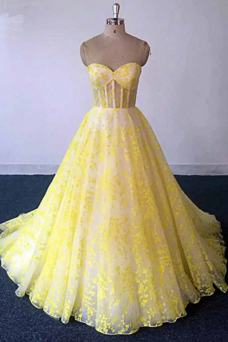 Prom dresses Lace Strapless Long Graduation Dress, Sweetheart Prom Dress For Teens