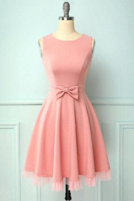 Homecoming Dresses A-line Splice Tulle Swing Homecoming Dress With Pockets & Bow