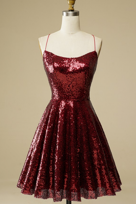 Homecoming Dresses Sequin Criss-cross Straps Homecoming Dress
