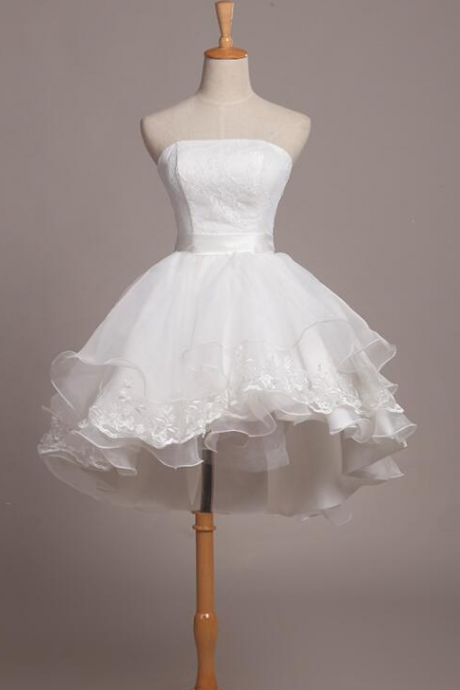 Lovely White Lace and Organza Short Graduation Dress Prom Dress, Short Homecoming Dress