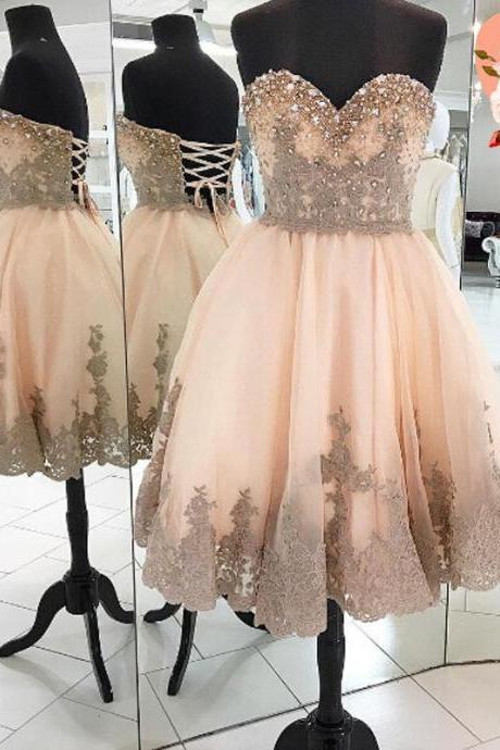 Homecoming Dress With Appliques, Beading Homecoming Dresses,sweetheart Homecoming Dress,short Homecoming Dress,cute Homecoming Dresses