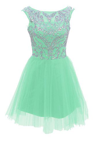 Short Prom Dresses A Line Silver Beaded Glitter Tulle Homecoming Dress For Summer Teen, Open V Back Prom Gown
