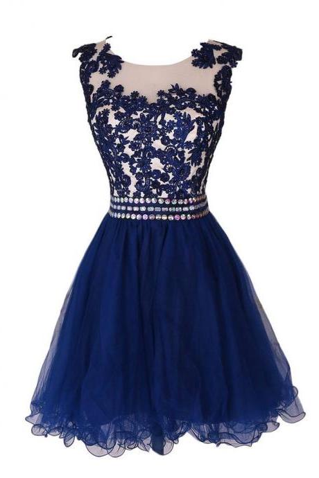 Lace Short Prom Dress Homecoming Dresses With Waist Beadings, Mini Length Wedding Party Dress Gown Women Skirt