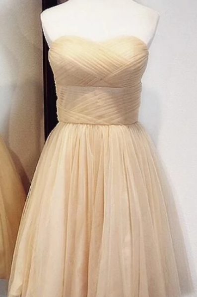 Champagne Tulle Short Homecoming Dresses, Tulle Party Dresses