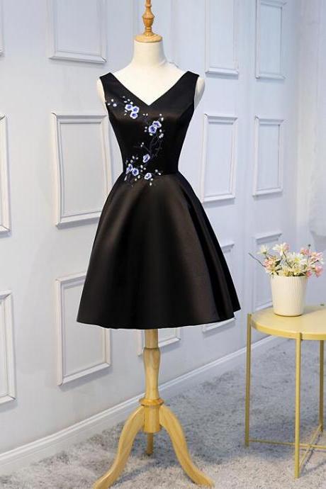 Homecoming Dresses, Black Prom Dresses, V-neckline Formal Dresses