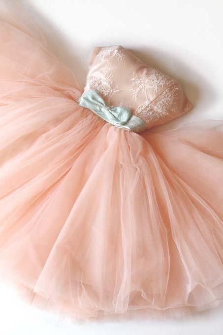 Tulle With Lace Short Princess Party Dress,formal Dress, Homecoming Dress