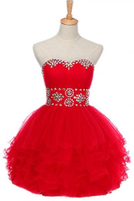 Gorgeous Rhinestone Embellished Sweetheart Short Party Dress, Short Prom Dress