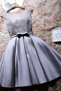  Lace and Satin Homecoming Dress with Sash, Lovely Party Dress, Formal Dress