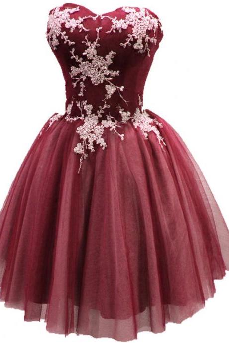 Tulle Homecoming Dress With Applique, Cute Party Dress , Sweetheart Homecoming Dresses