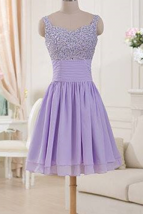 Beautiful Homecoming Dresses, Lavender Party Dresses, Short Junior Prom Dresses