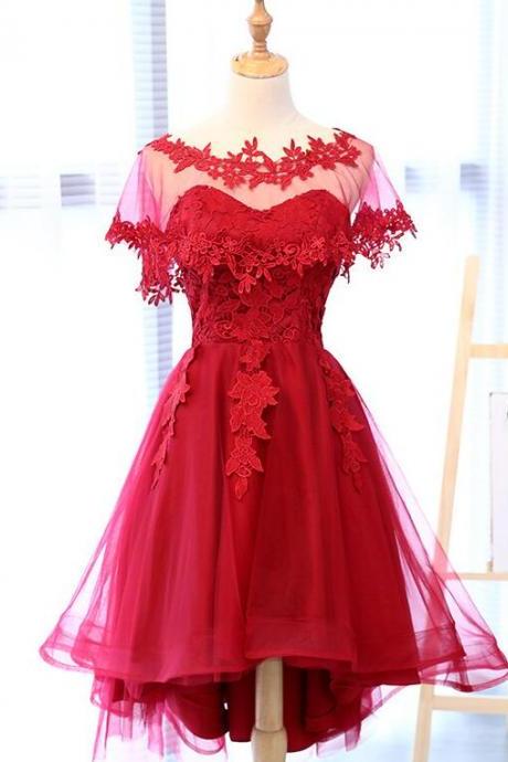 Red Short Sweetheart Tulle Formal Dresses, Red Bridesmaid Dresses, Formal Dresses