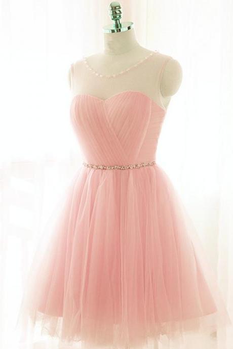 Pink Short Prom Dresses, Tulle Party Dresses, Formal Dresses, Pink Homecoming Dresses