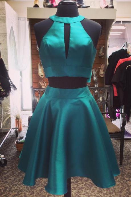 Two Pieces Homecoming Dresses, Simple Homecoming Dress, Green Homecoming Dress