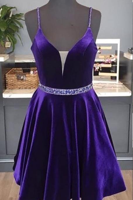 Purple Homecoming Dresses,v-neck Homecoming Dress,short Homecoming Dress,cute Dresses