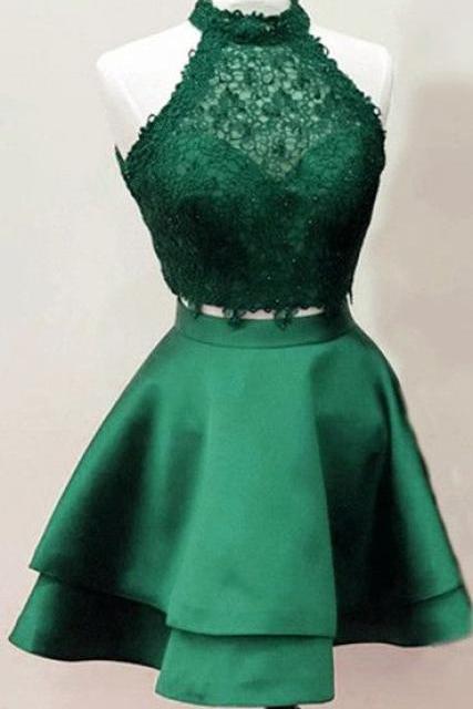 Dark Green Homecoming Dresses,emerald Green Homecoming Dresses,two Piece Homecoming Dress