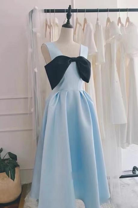 Sleeveless Homecoming Dress, Blue Bridesmaid Dress, Cute Little Birthday Dress