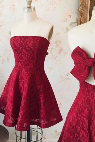 A Line red Short/Mini Homecoming Dresses