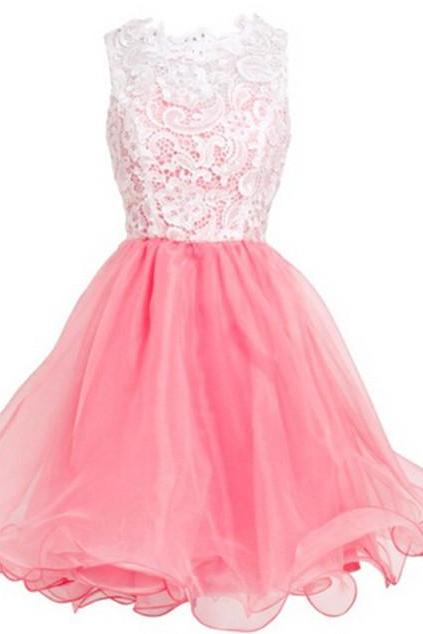 Lace Homecoming Dress, Appliques Lace Tulle Prom Dress, Above Knee Short Graduation Dress