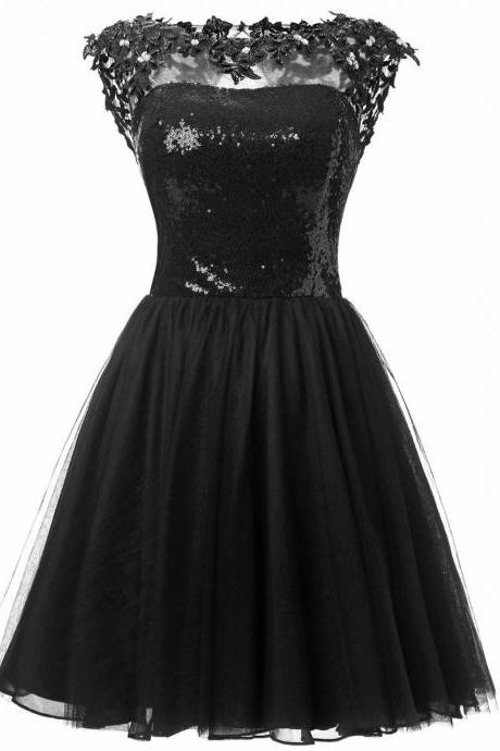 Charming Prom Dress,tulle Prom Dresses,black Prom Dress,short Homecoming Dress