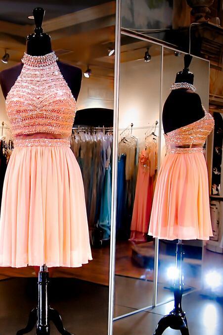 Charming Prom Dress,Short Prom Dresses,Two Piece Prom Dress