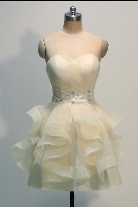 Charming Prom Dress,Organza Homecoming Dress,Short Homecoming Dresses,Ruffles Party Dress