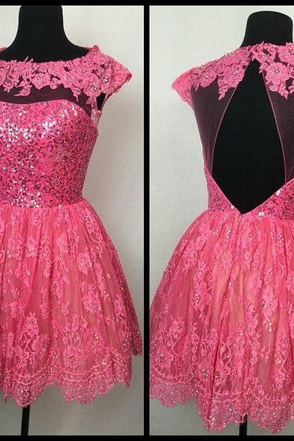 Charming Prom Dress,lace Prom Gown, Prom Party Dress,cap Sleeve Party Gown,beaded Prom Dresses
