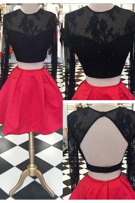 2 Piece Homecoming Dress,short Beautiful Prom Gown,2 Piece Cocktail Dress