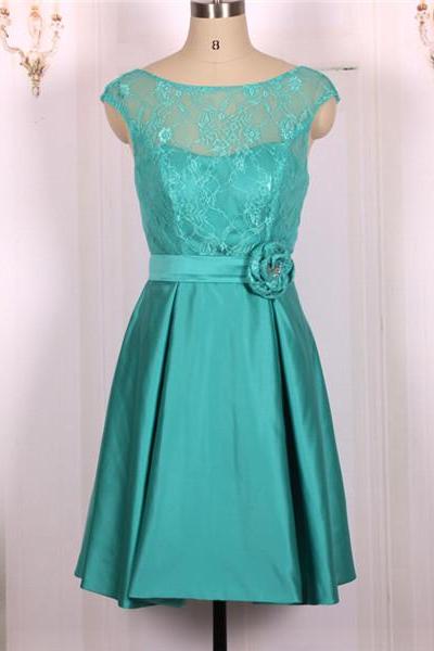 A line Sweetheart Ball Gown,Green Short Lace Prom Dresses, Formal Evening Dresses, Homecoming Graduation Cocktail Party Dresses