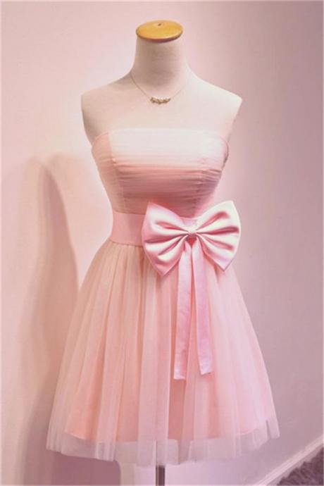 Light Pink Ruched Short Homecoming Dress, Short Prom Gowns , Short Cocktail Gowns