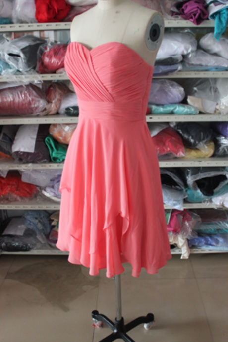 Watermelon Red Dress,short Bridesmaid Dress, Vintage Prom Dresses, Homecoming Dresses
