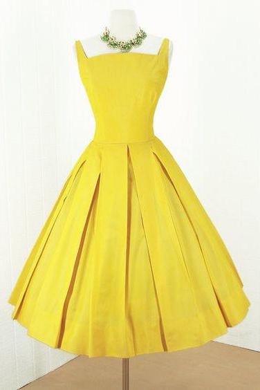 Vintage Ball Gown, Homecoming Dresses, Strapless Yellow Mini Short Cocktail Dress, Party Gowns, Prom Dress