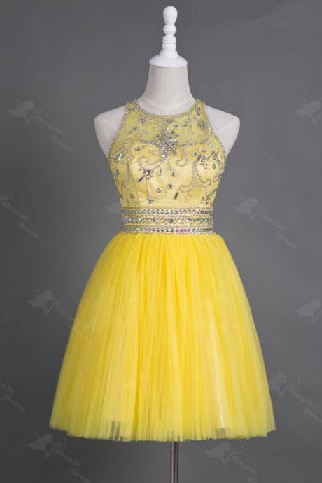 Yellow Tulle Homecoming Dress,prom Dress,graduation Dress,party Dress,short Homecoming Dress